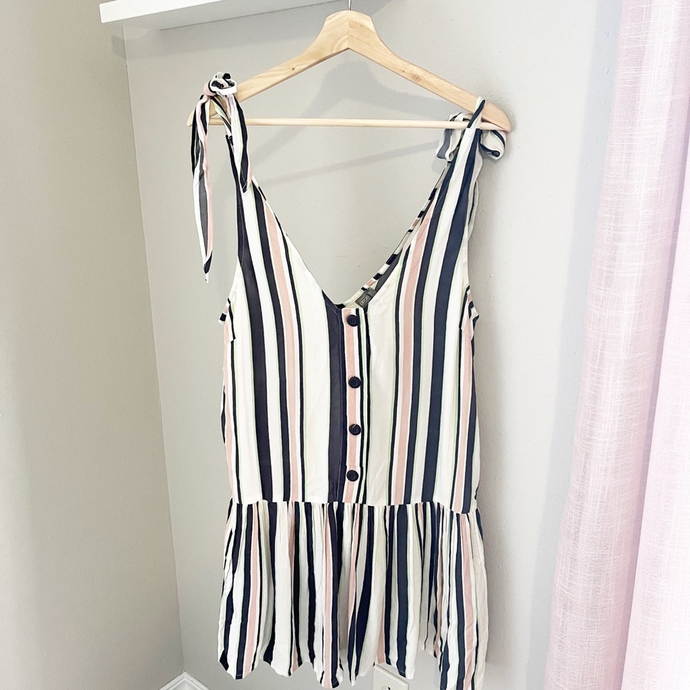 NWT ASOS Drop Waist Mini Dress in White Candy Stripe
